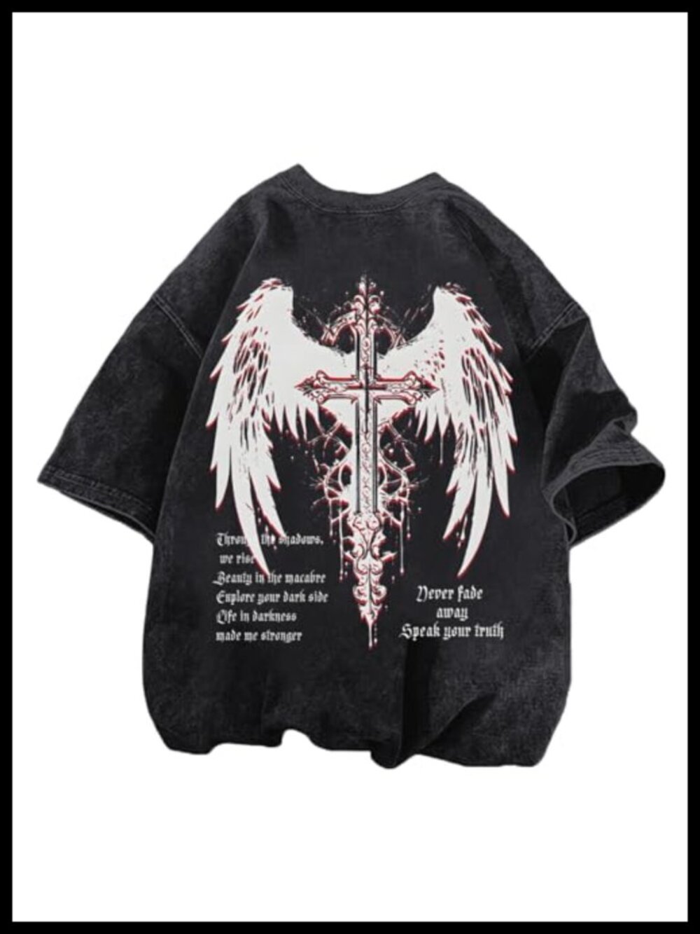 Men's Cotton Grunge Gothic Cross Graphic Tee Oversized Punk Y2K Streetwear